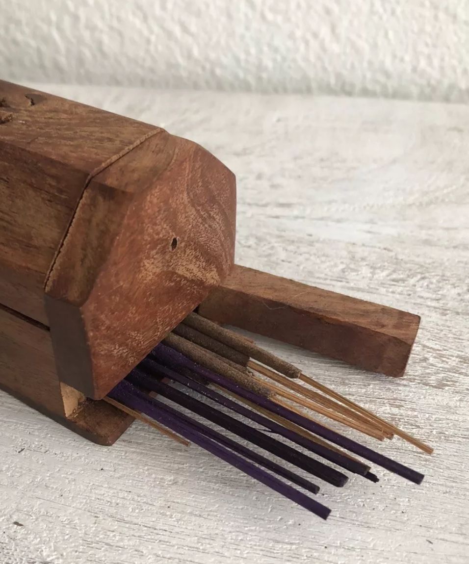 Incense Wood Holder Brass elephant 12” Secret Storage Burner Coffin free shipping