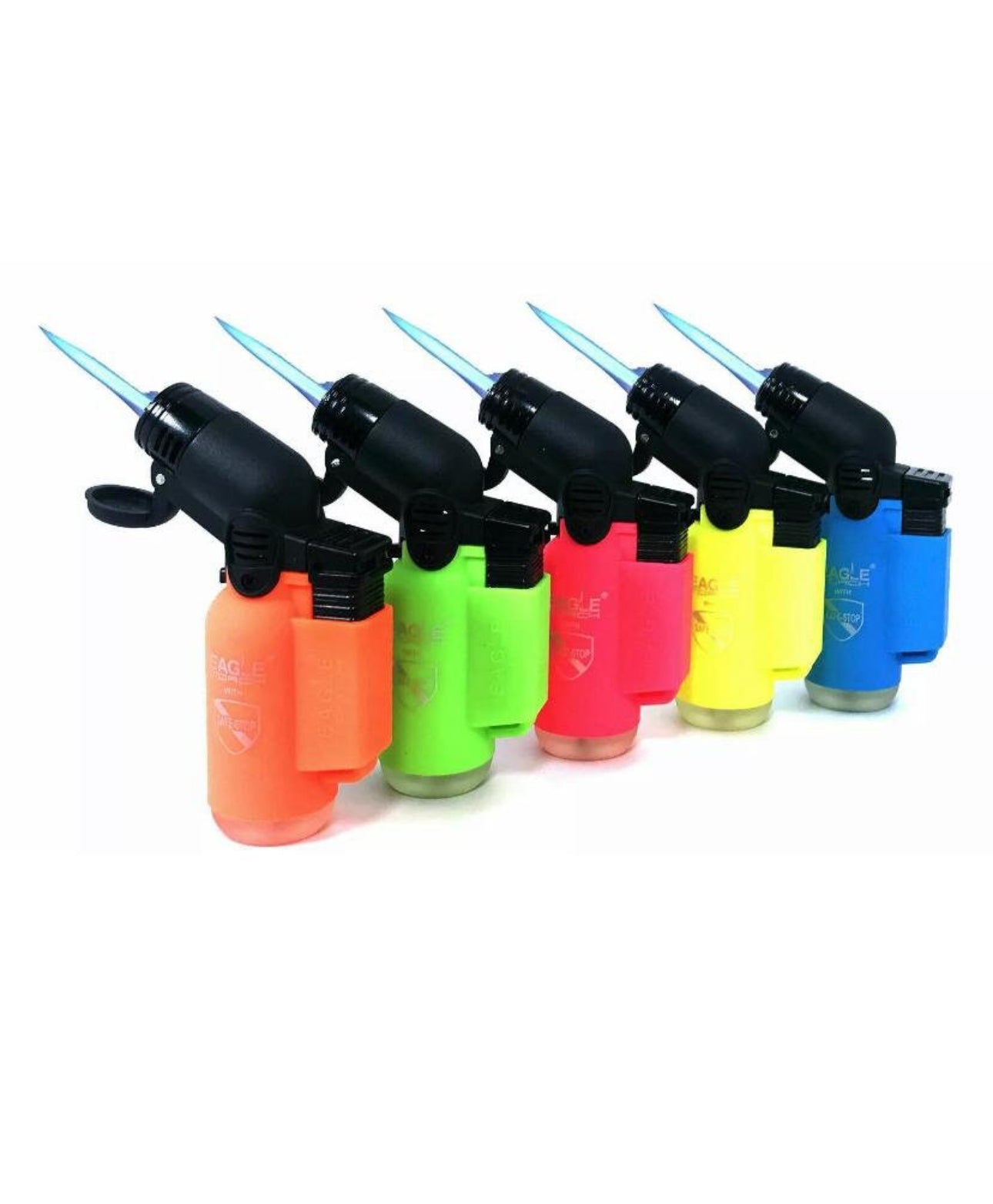 Eagle Torch 45 Degree Jet Flame Refillable Torch Lighter (Neon Colors) - 5 Pack