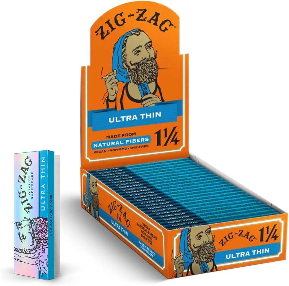 Zig Zag Ultra Thin 1 1/4 Rolling Papers 24 Booklets Per Box